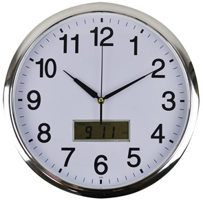 36cm Wall Clock with LCD Date & Month Display (Code: I393)